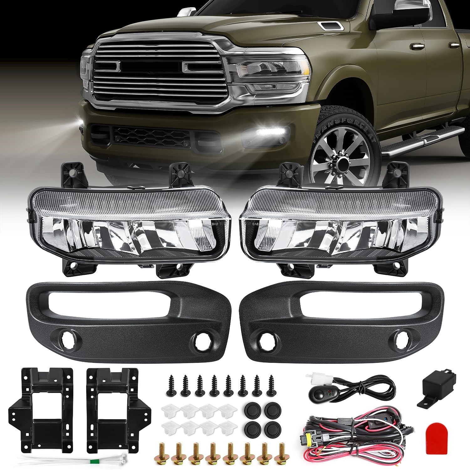 FICOLPOLed Fog Lights Assembly for 2019 2020 2021 2022 2023 2024 Dodge Ram 25…
