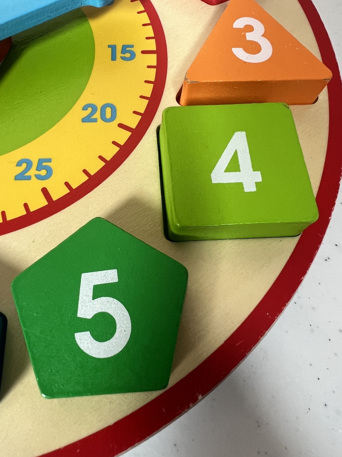 Wooden Educational Clock Puzzle Shape Sorter Telling Time Numbers Colors Kids