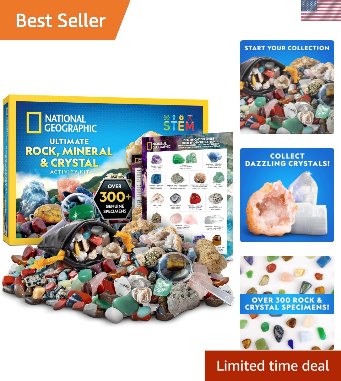 National Geographic Rock Collection Box for Kids – 300+ Piece Gemstones and C…
