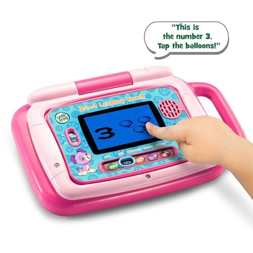 Pink 2 in 1 Electronic Learning Toy Laptop and Tablet for Kids Ages 2 and Up