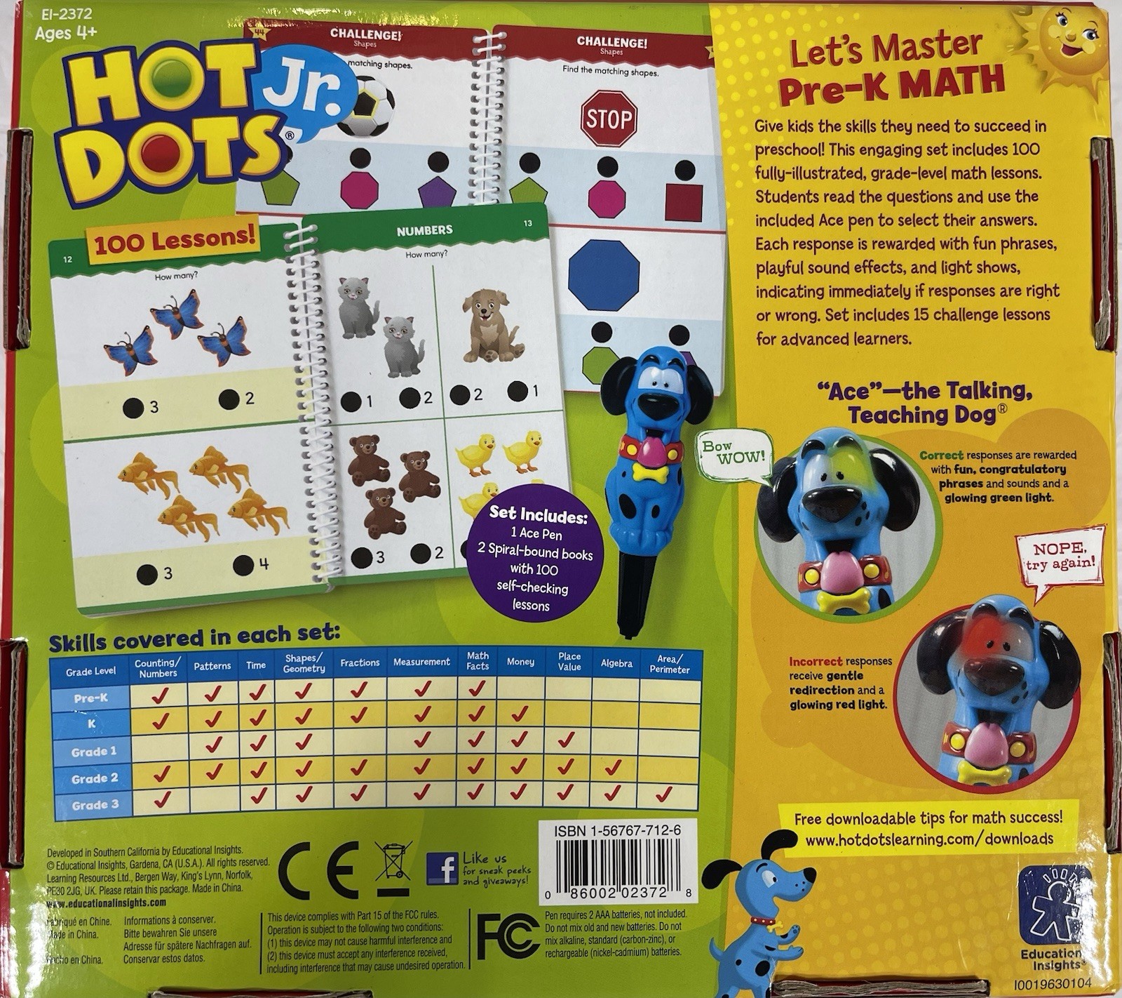 Hot Dots Let’s Master Math Pre-K Interactive Learning Ace Talking Teaching Pen