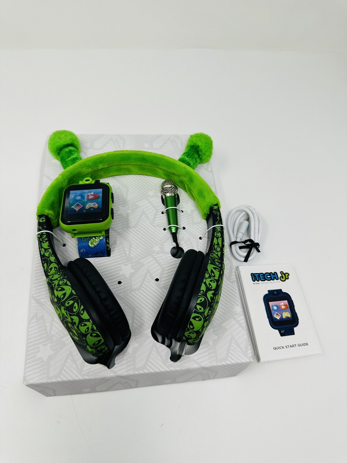 Unisex Kids Smartwatch with Mini Mic, Strap & Headphones – Green Alien( Open Box