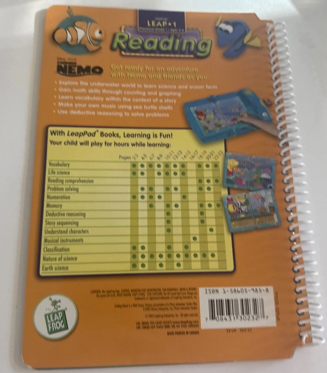 LeapFrog LeapPad Interactive Leap 1 Reading FINDING NEMO Book Only*