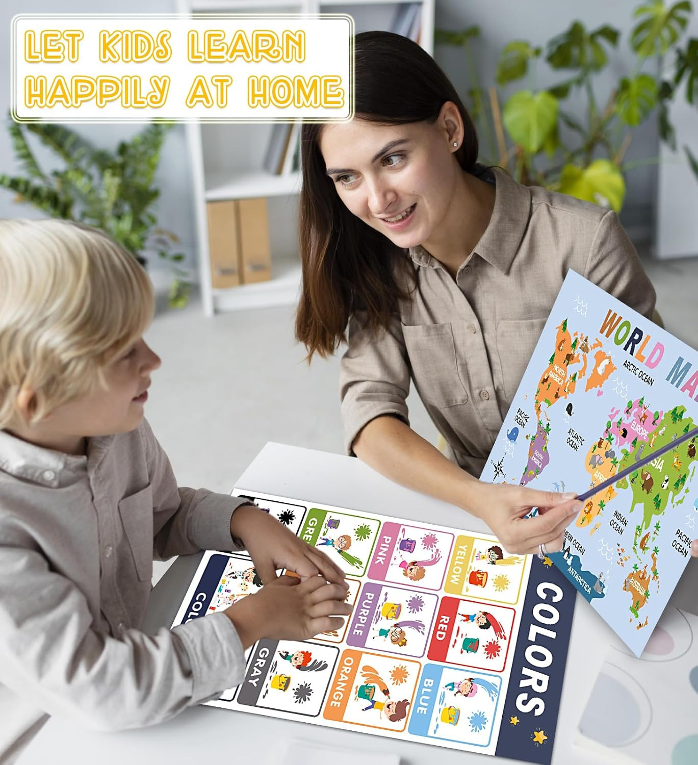 16 Educational Posters for Preschool & Kindergarten, Laminated Classroom Charts