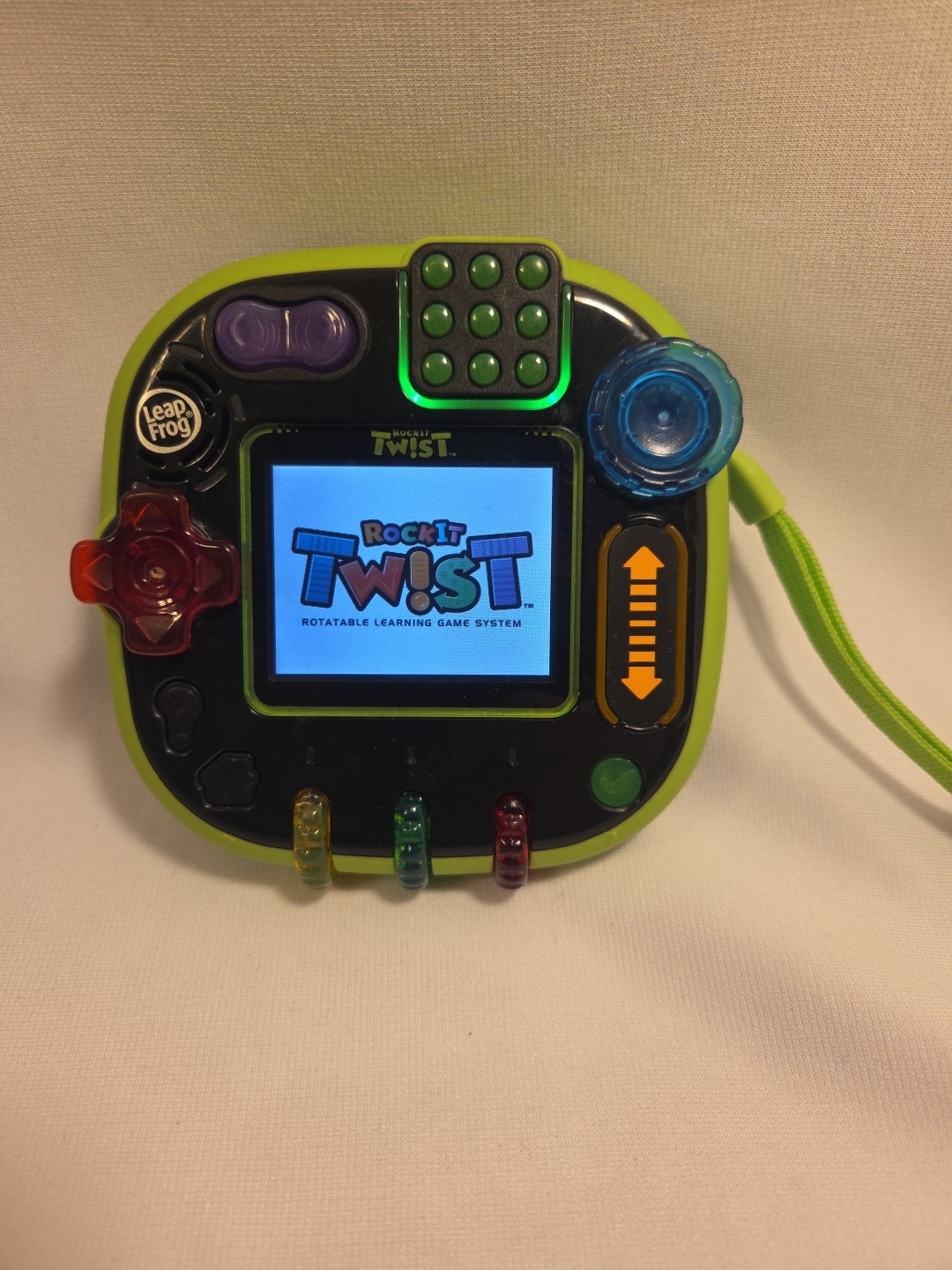 LeapFrog Rockit Twist Green Button Control Handheld Learning Game System WORKS