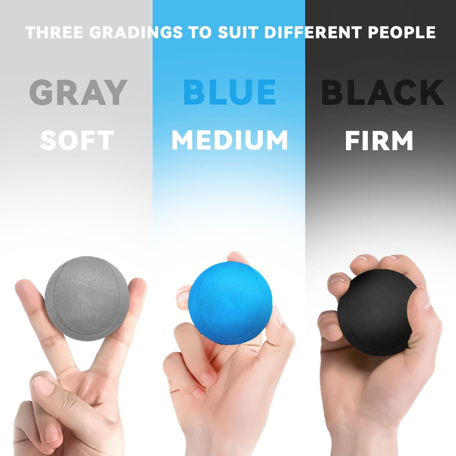 3 Pack Stress Balls for Adults, Squeeze Hand Exercisers Blue
