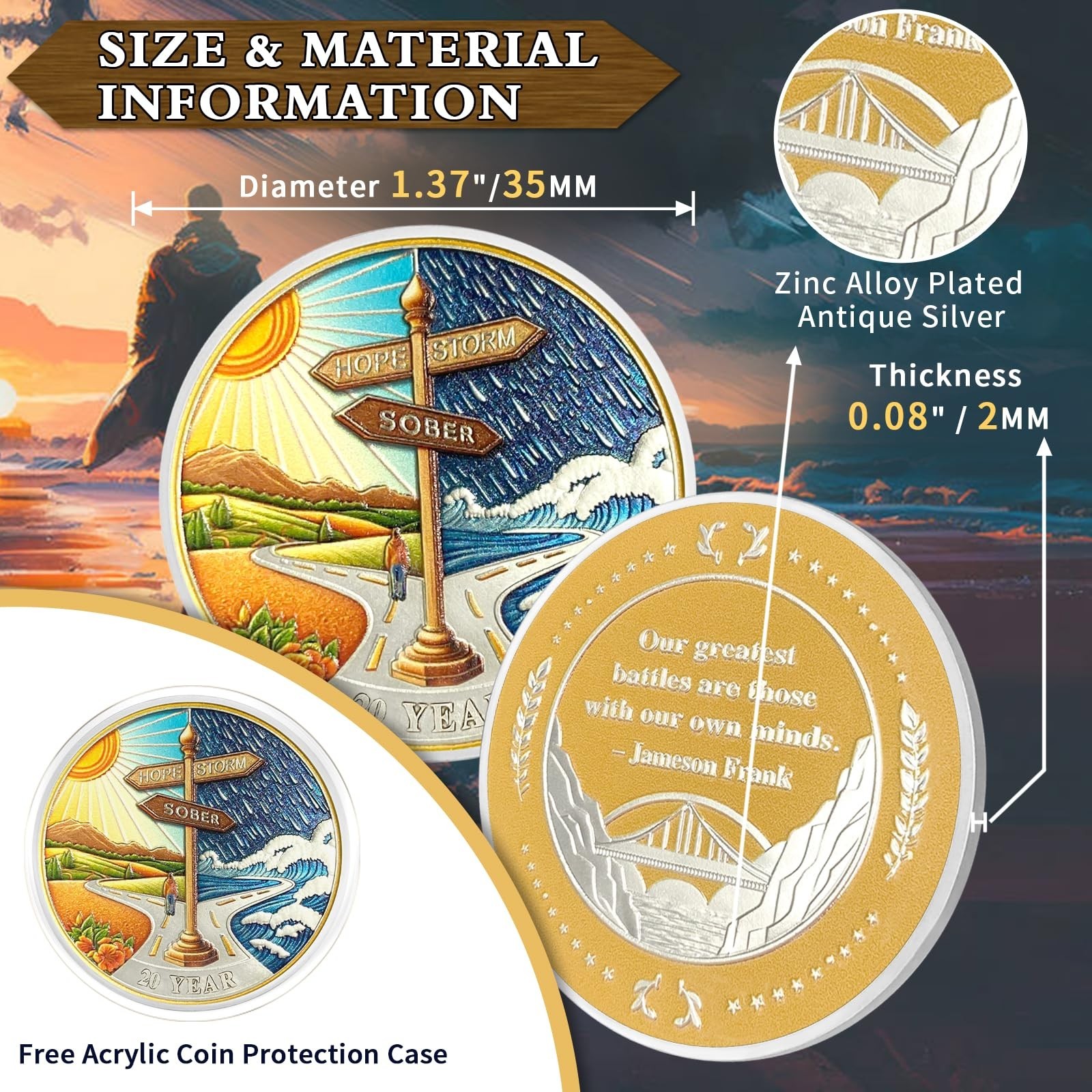 Signpost 20 Year Sobriety Coins, Toward Hope NA AA Chips and Medallions – Twe…