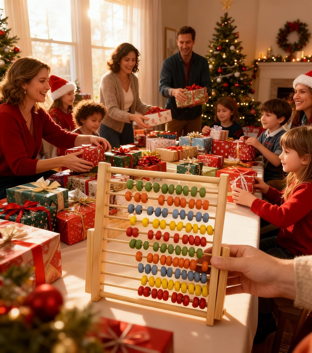 Wooden Counting Frame Abacus for Kids Math Learning – 10 Rows, 8-Inch