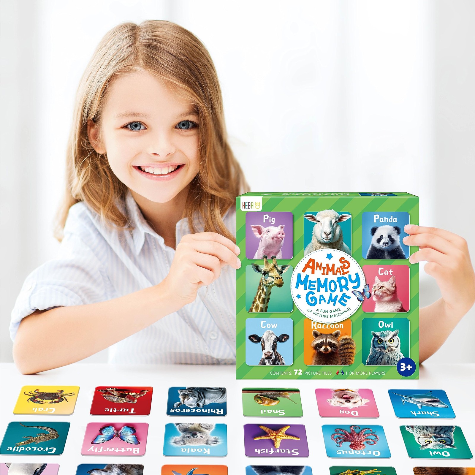 Memory Matching Game Real Animal 72 PCS 36 Pairs for 4 5 6 Years Old Toddlers