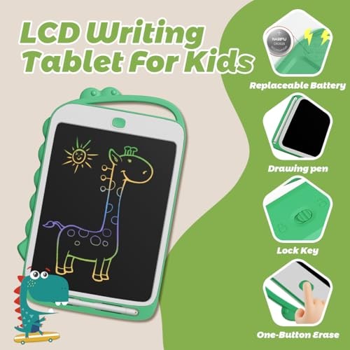 LCD Writing Tablet for Kids, Colorful Doodle Board Drawing pad, 12 Inch Green