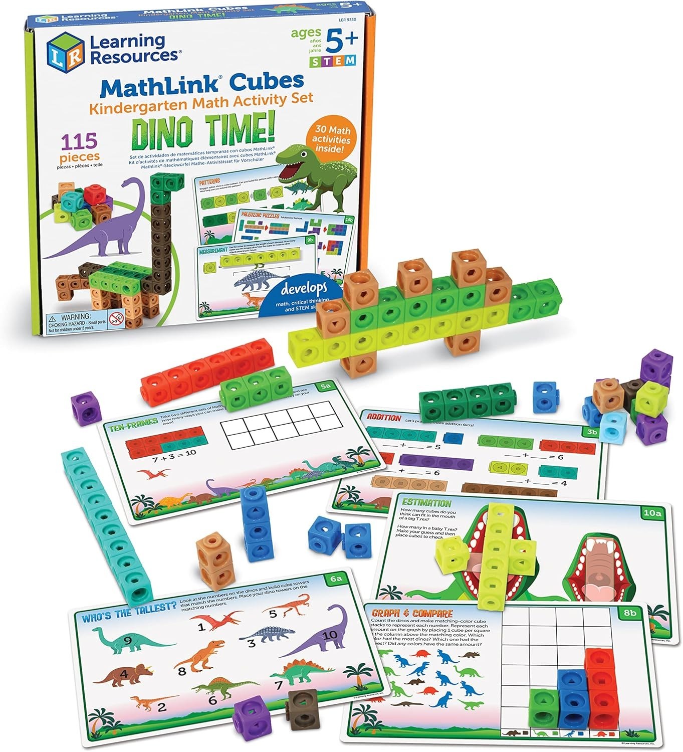 100 Dino-Themed MathLink Cubes for Engaging Math Games – Perfect for Homeschool!