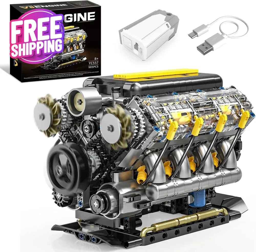 STEM V8 Engine Model Kit – 905 PCS Educational Toy for Teens & Adults