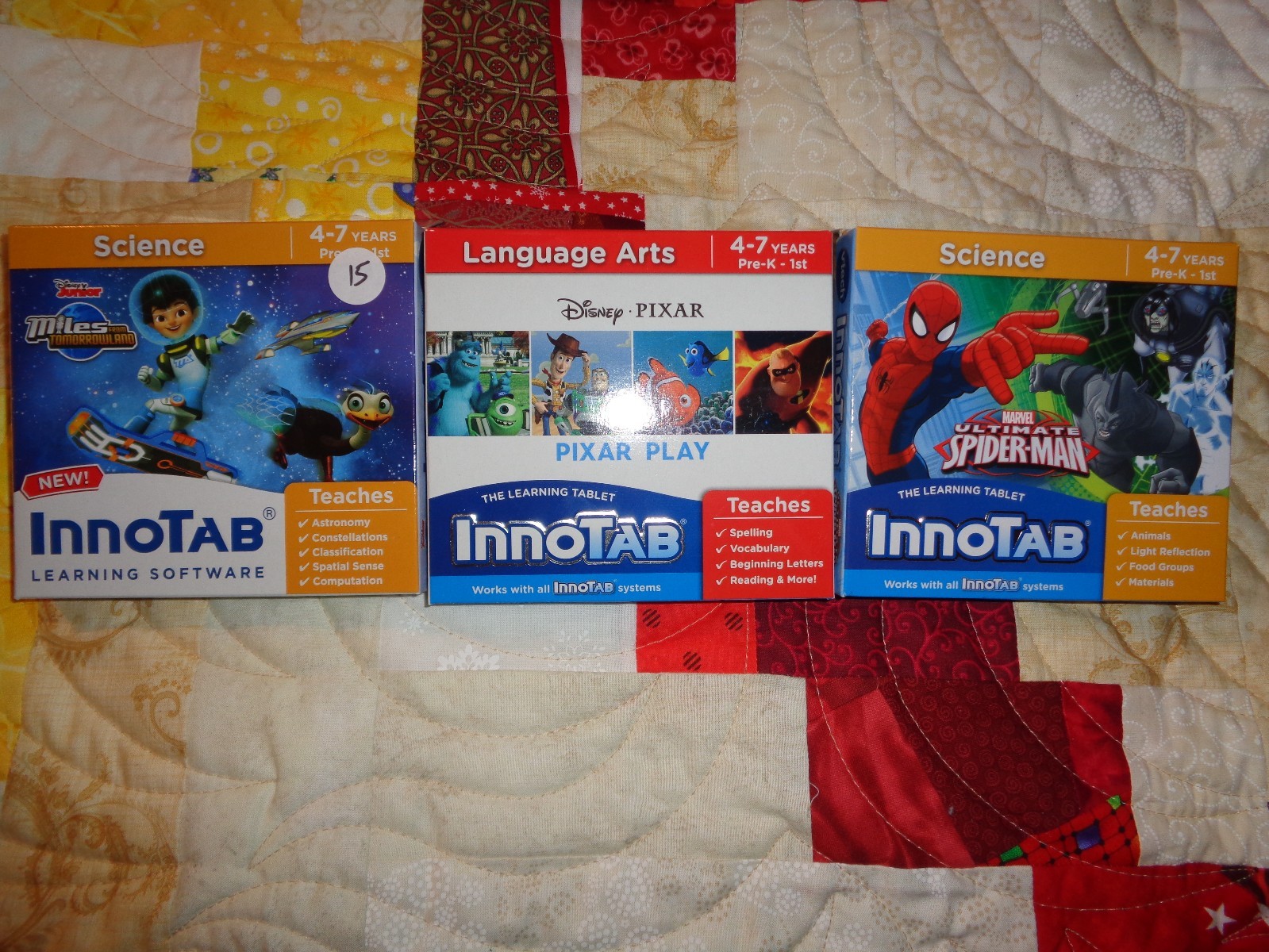 Lot OF 3 VTECH INNOTAB GAME CARTRIDGES Miles * Pixar Play * Ultimate Spider-man