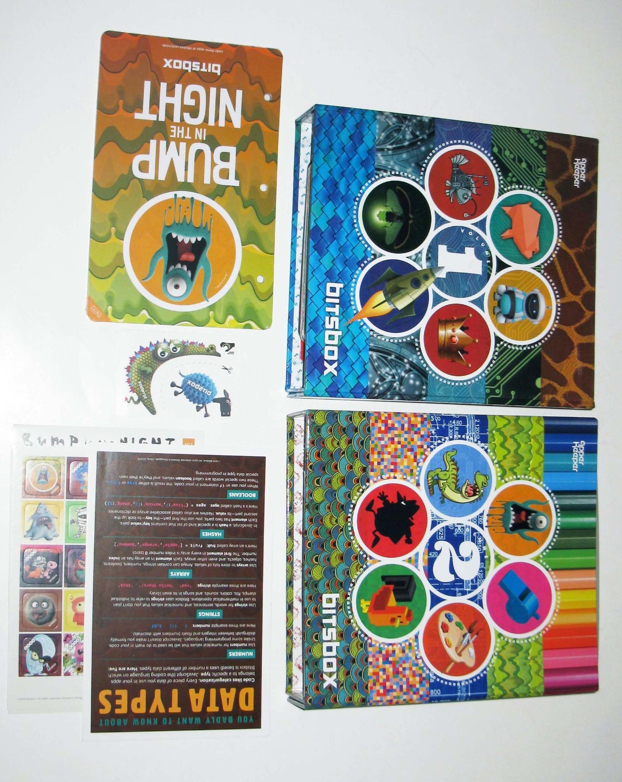 Lot of 2 Bitsbox Apper Keeper Binder Volume 1 & 2 Binders with Pages Stickers +