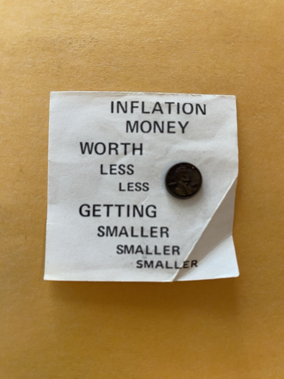 One Cent Inflation Shrinking Money Novelty Coin Gag Gift 1977