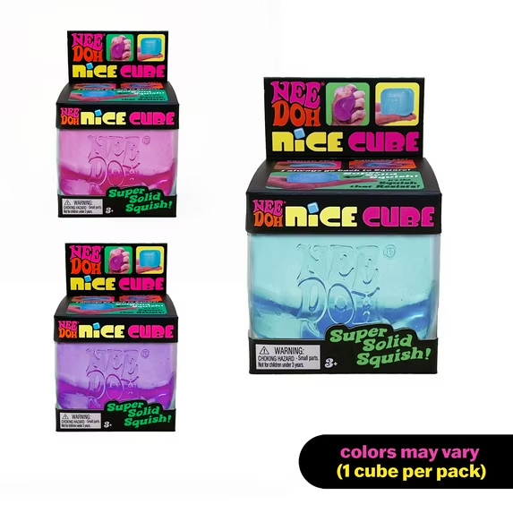 Schylling NeeDoh Nice Cube 3 Pack Pink Purple Blue Super Solid Sensory Toy