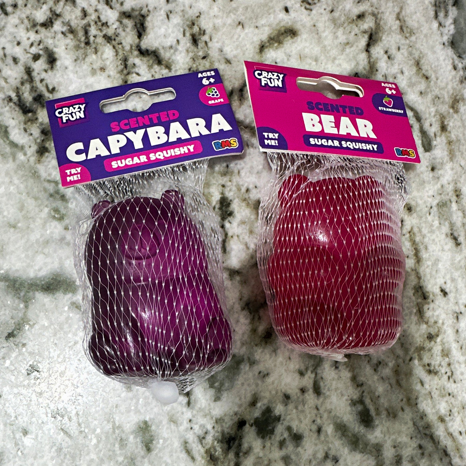 Crazy Fun Scented Sugar Squishy 2 Pack Capybara Purple + Bear Red Ages 6+