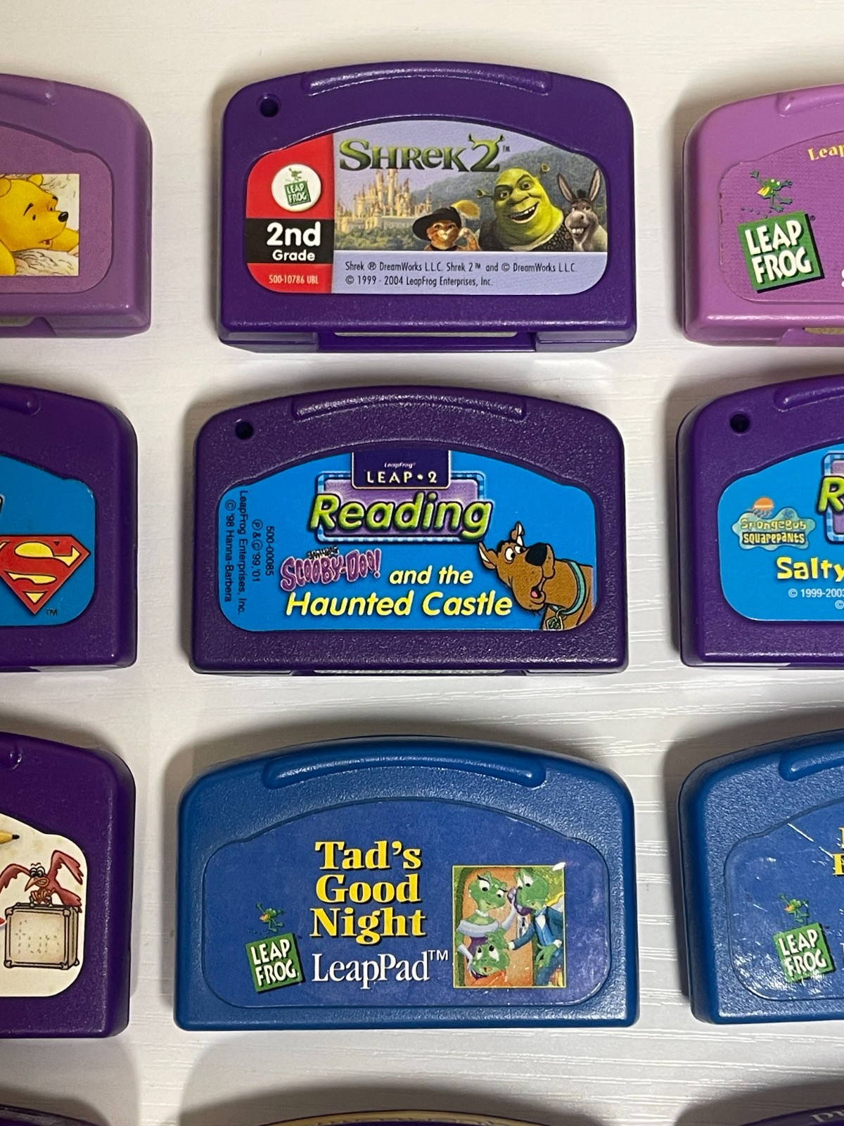 LeapFrog LeapPad Cartridge Lot 12 Pooh Shrek 2 Superman Scooby Spongebob