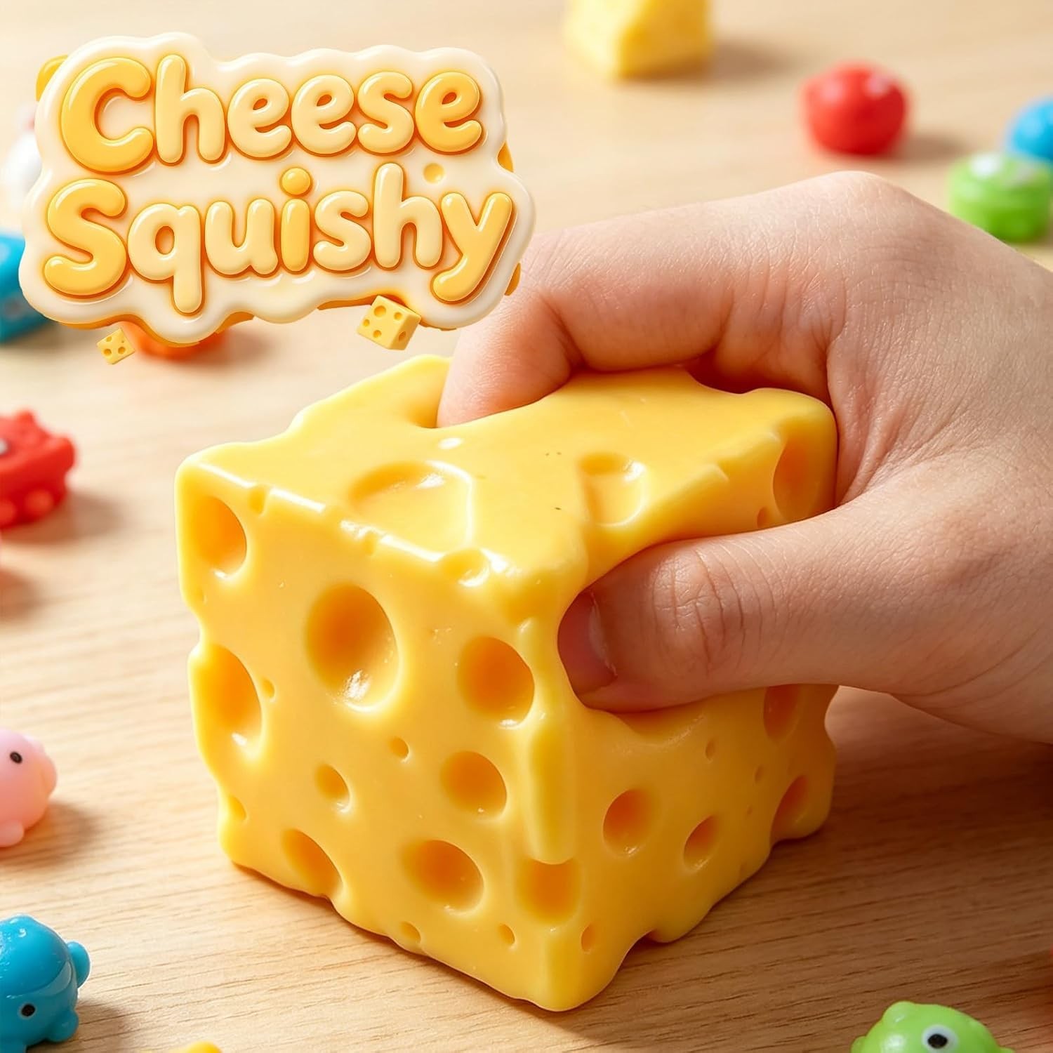 Cheese Squishy Stress Relief Original Sensory Food Yellow-1pc