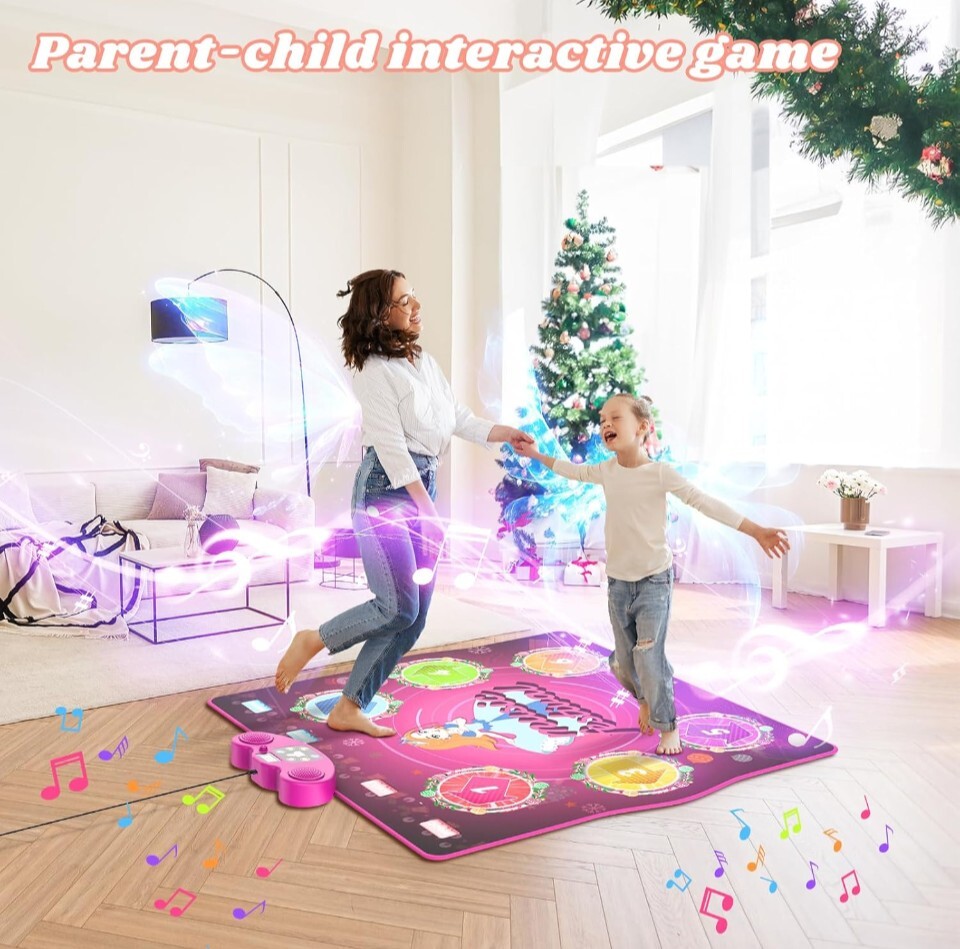 Dance Mat for Kids Ages 4-8, LED Light-Up Electronic Dance Pad Toys with…