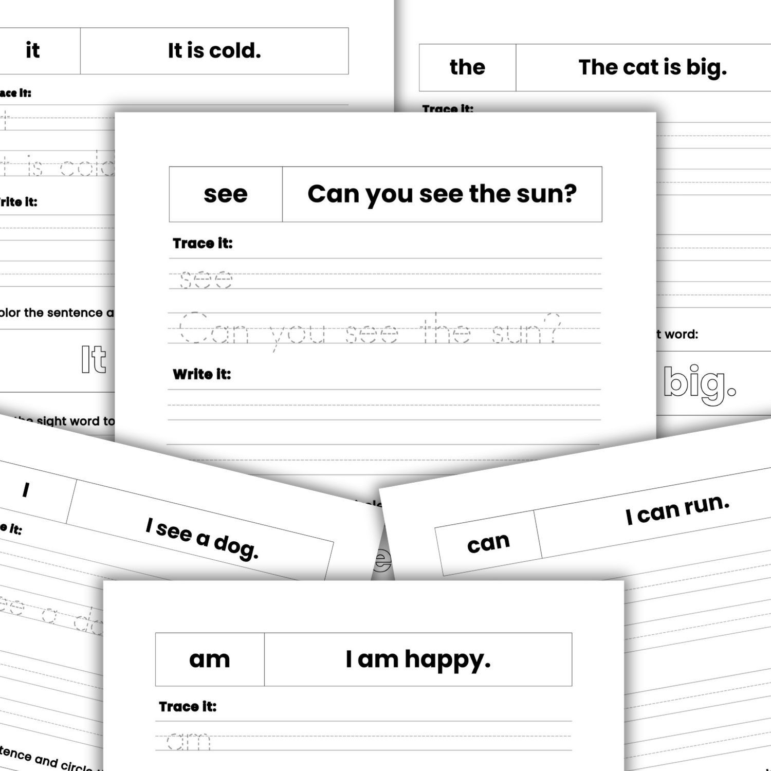 50 Beginner Sight Words Worksheets Printable | Tracing & Writing Practice