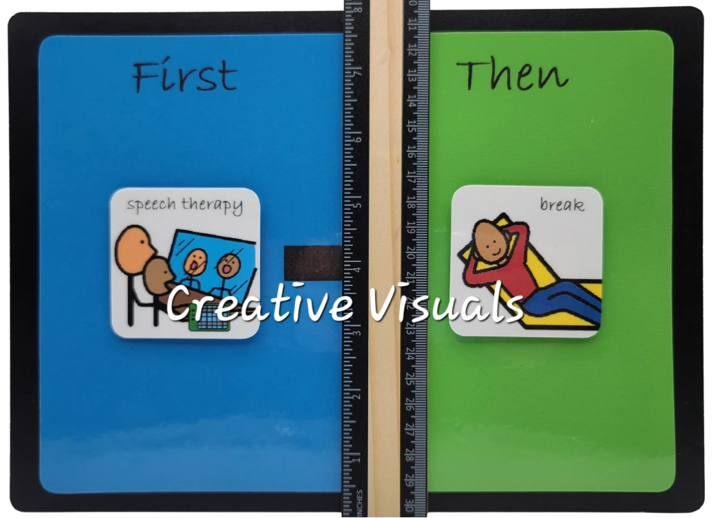 First-Then Lrg Reward Token Board 4 Autism w/8 Colorful Pictures + 2 Blank Cards