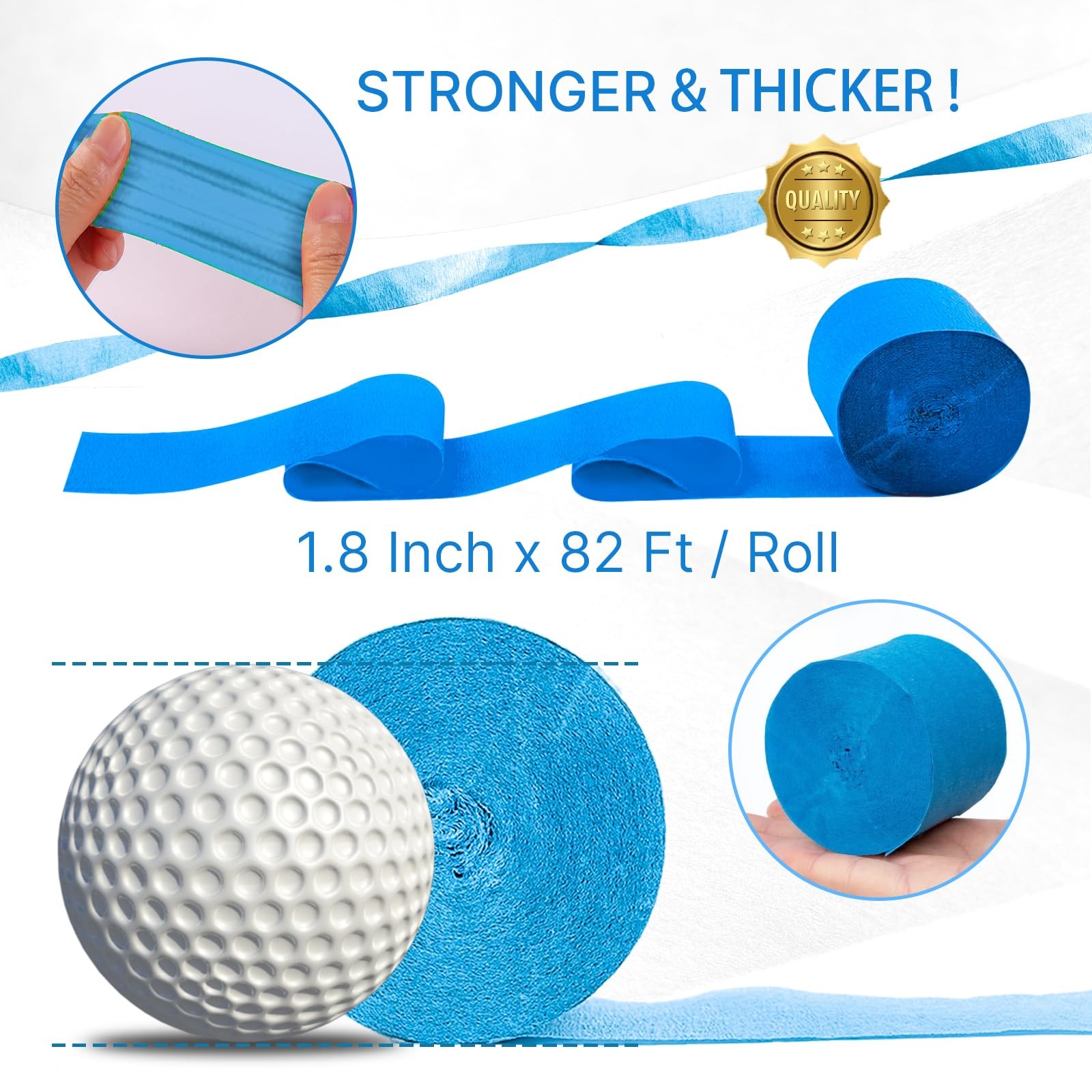 PartyWoo Crepe Paper Streamers 6 Rolls 492 ft Pack of Blue 6 Rolls,