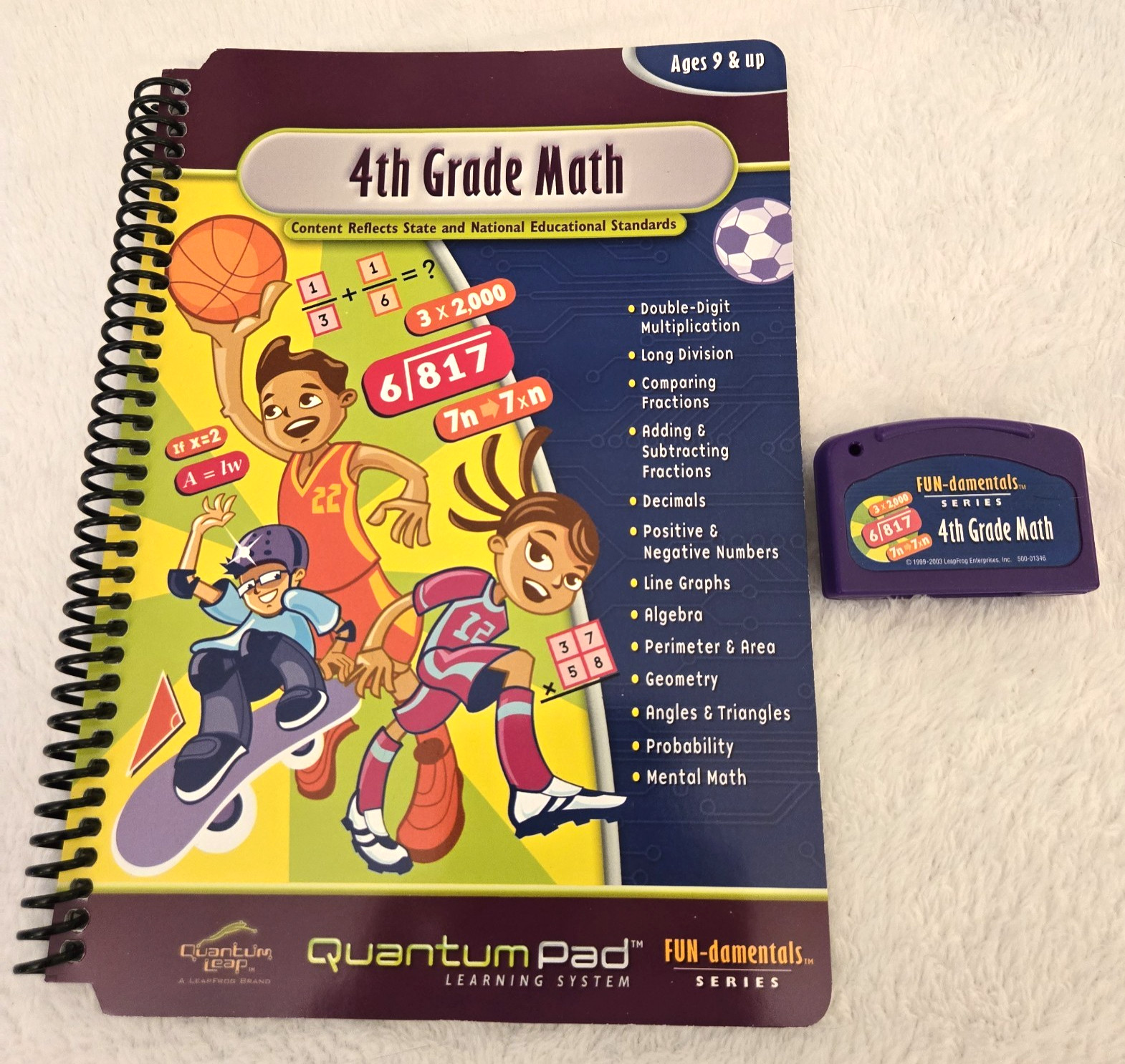 Leap Frog Quantum Pad 4th Grade Math Book, Cartridge Erasable Marker 9yrs+