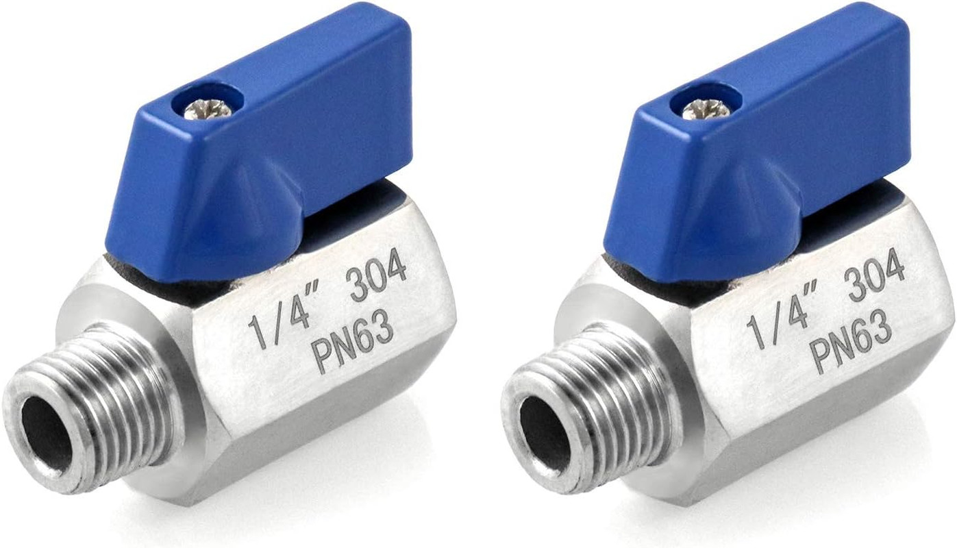 Mini Ball Valve, 2 Pack 1/4″ NPT Thread Female and Male 304 Stainless Steel Shut