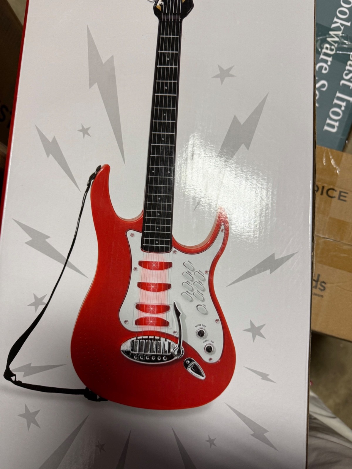 Kids Electric Guitar Set with Amp and Microphone Red Interactive Toy SKY7143