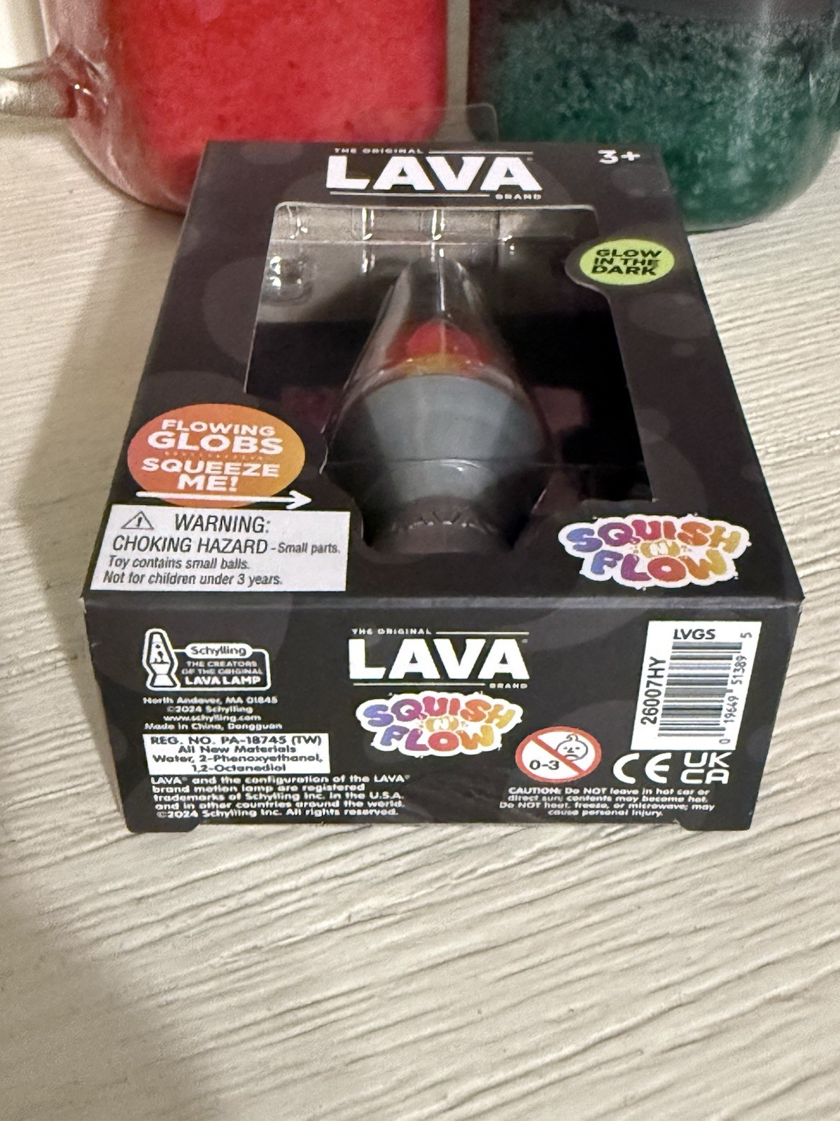 Schylling Lava Lamp Squish N Flow Squishy NeeDoh Glow In The Dark Clear Rare New