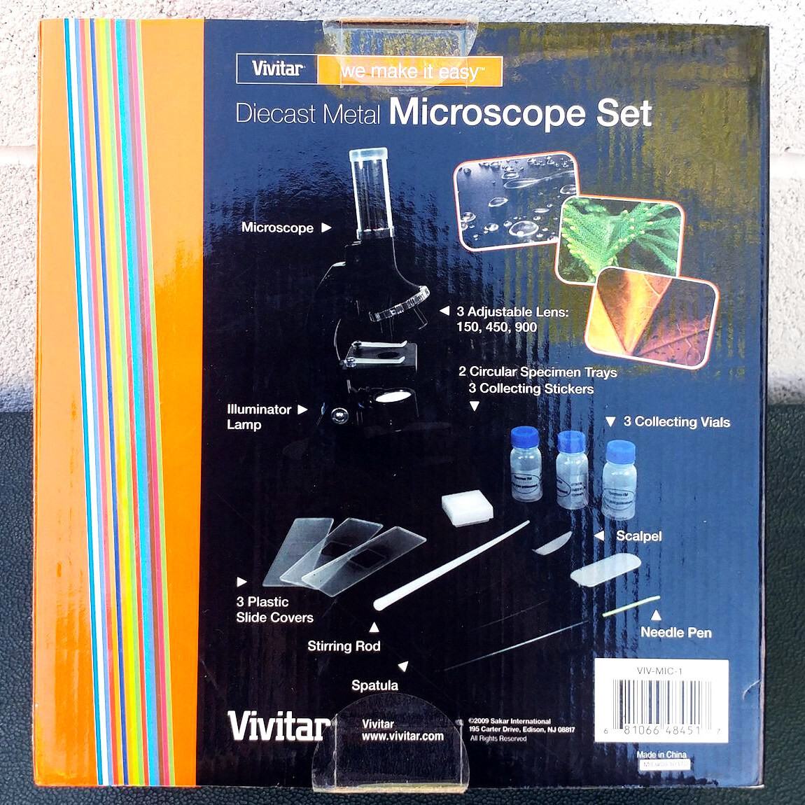 Die Cast Youth Microscope Vivitar Optics Metal 20 Piece Set 150x/450x/900x Zoom