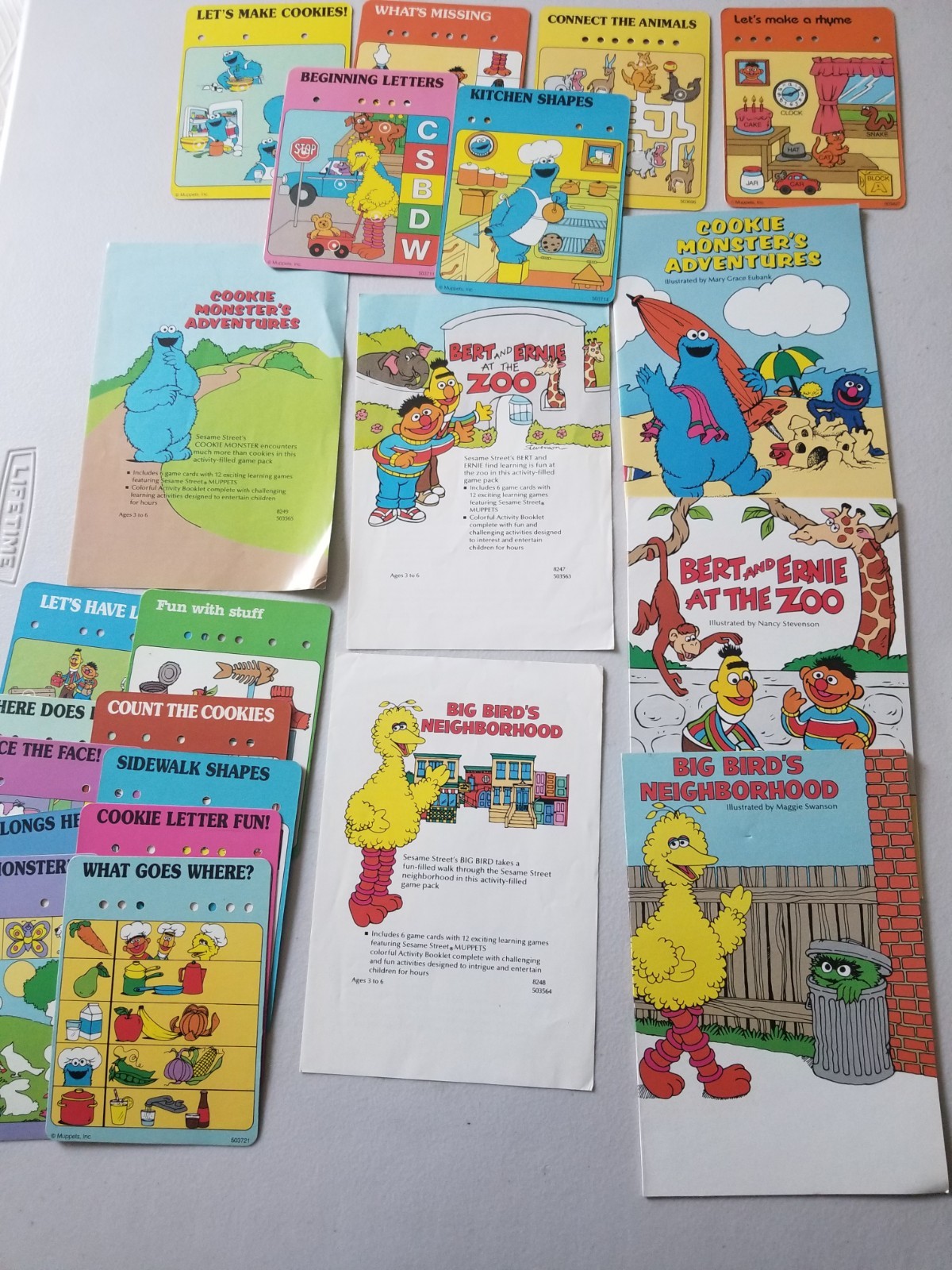 VINTAGE 1987 COLECO SESAME STREET BIG BIRD TOUCH AND TALK REPLACEMENT CARDS +