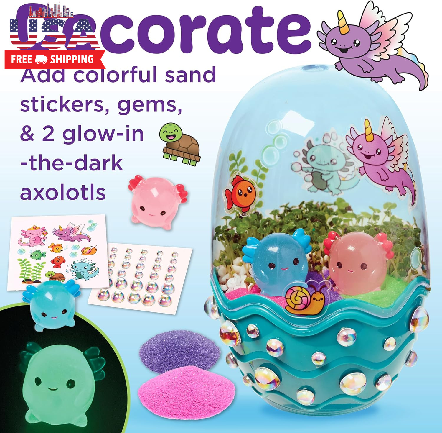 Mini Garden: Axolotl Terrarium – STEM Science Kit for Kids, Axolotl Arts and Cra
