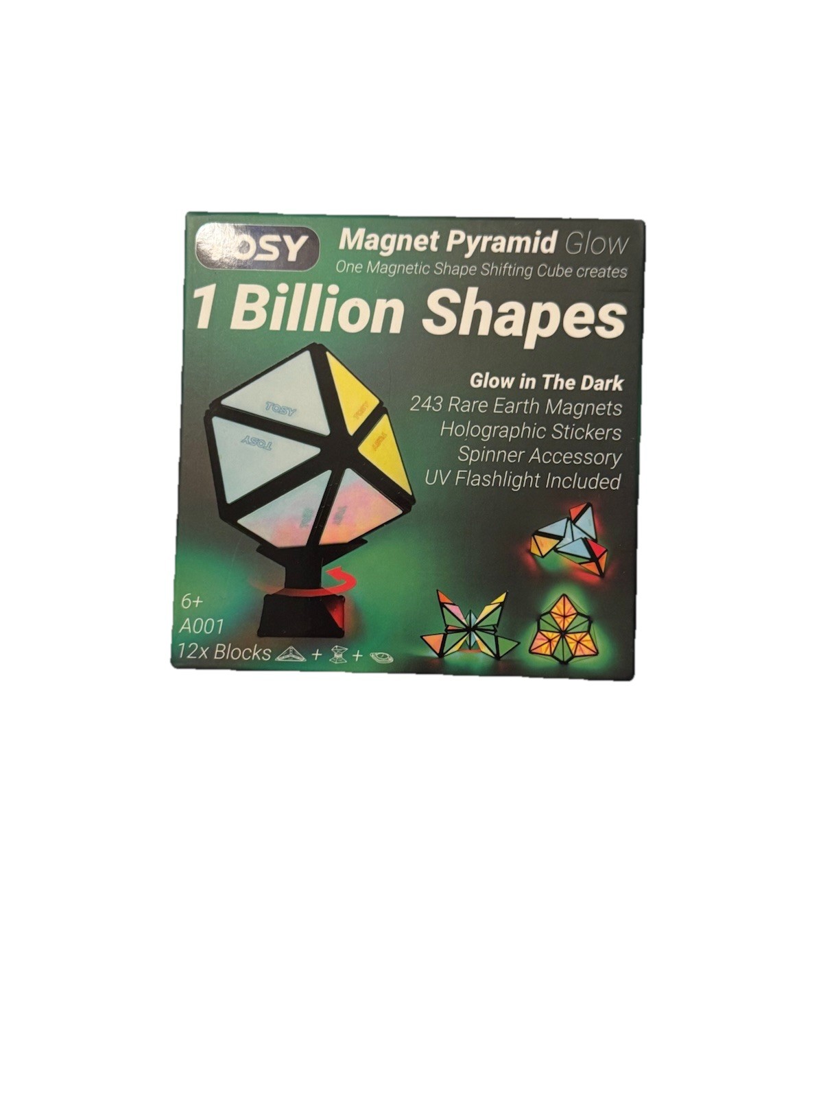 NEW – TOSY Magnet Pyramid Glow Cube Transforms into 1 Billion Shapes 12 Pieces