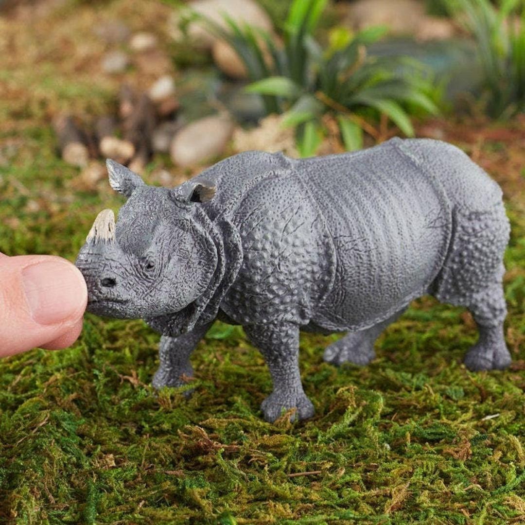 Indian Rhinoceros Figurine – Hand Painted Wild Animal Toy Figure – NEW Papo