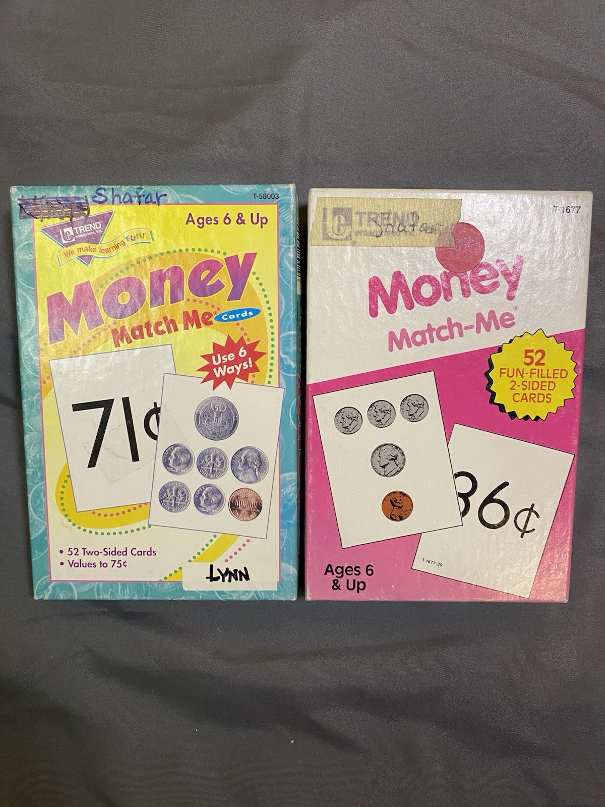 Lot Of 2 Trend Money Match Me Cards Age 6 & Up