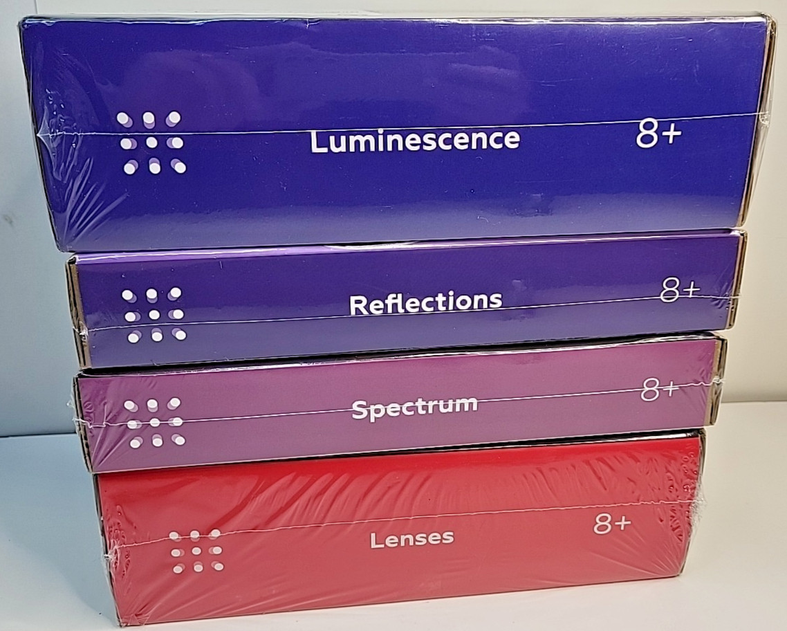 Mel Science Kits Ages 8+ Lot of 4 Lenses Spectrum Reflections Luminescence New