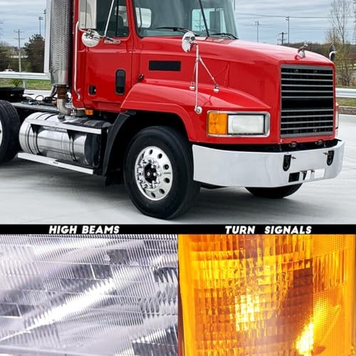 headlights for Mack,Replacement Headlamp with turn Signal Bulb Compatible Right