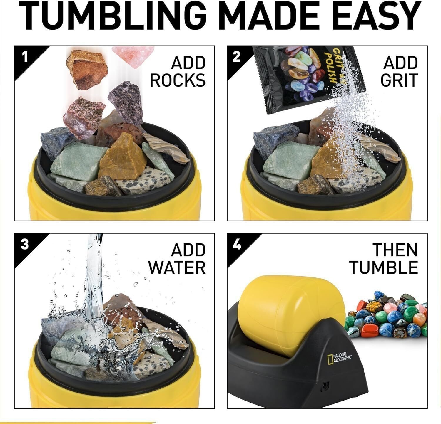 Rock Tumbler Kit Leak-Proof Rubber Barrel Polisher Tumbling Kid Starter Toy NEW