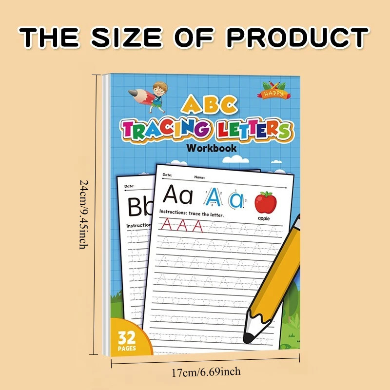 32-Page Kids Handwriting Practice Book English Alphabet Letters Pen Control Toy