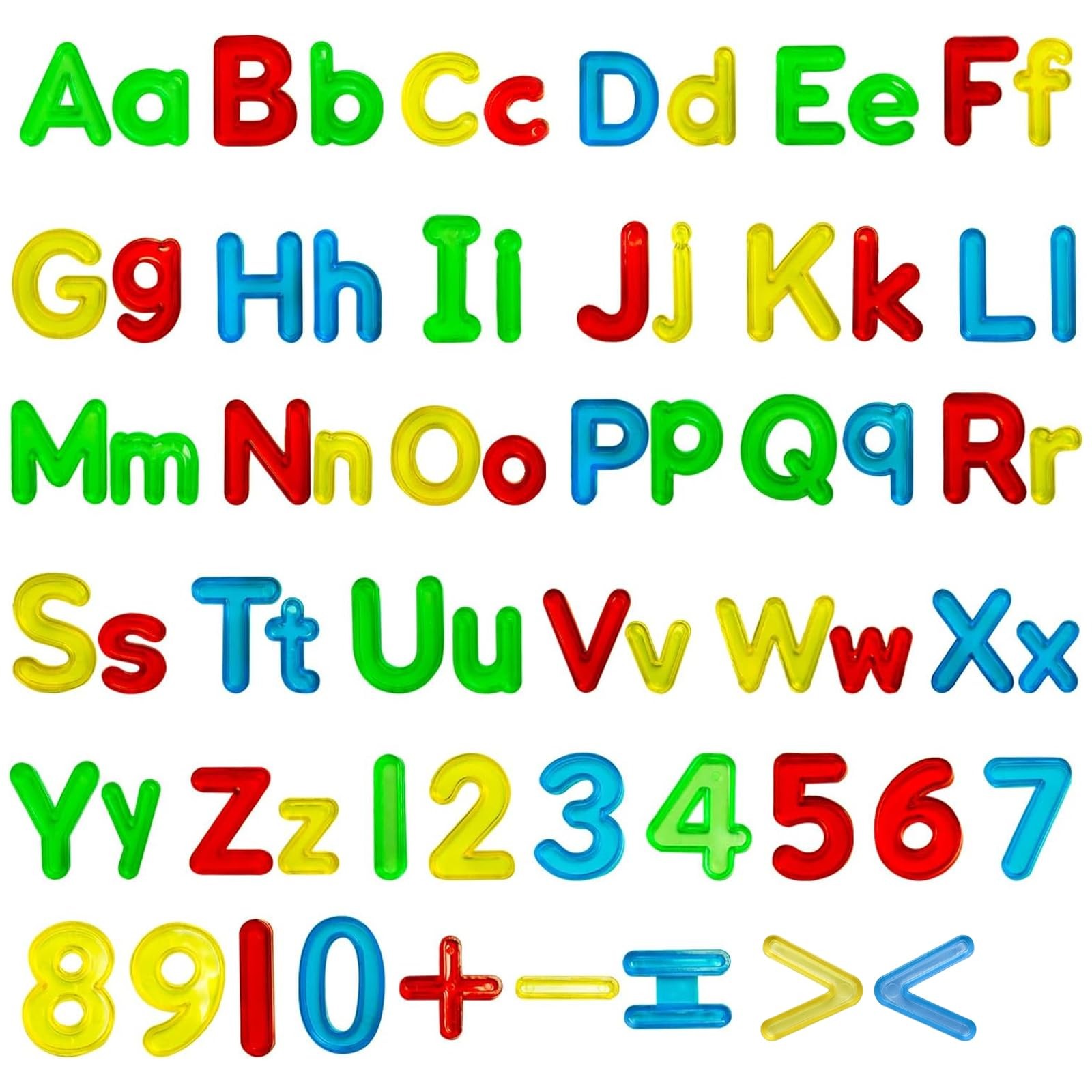 Bbiamsleep 134 Pcs Multi-Color Transparent Plastic Letters & Numbers Set