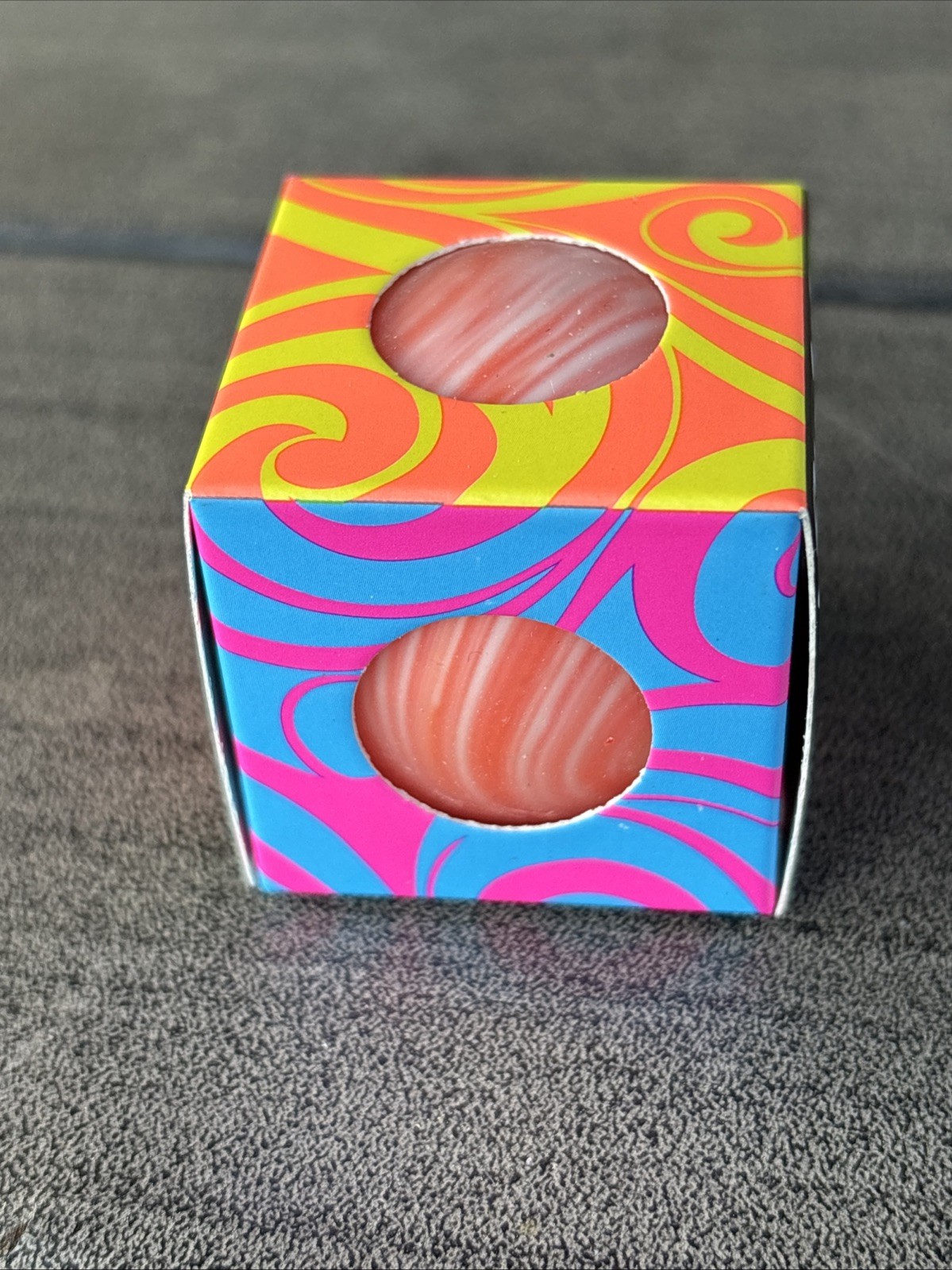 Needoh Teenie Single – Sensory Squeeze Toy – Mini Groovy Glob – Orange Swirl NIB