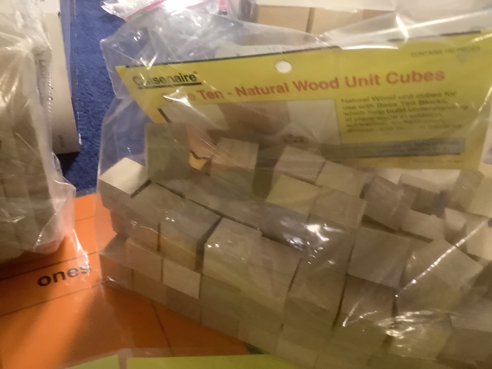 Vintage Wood Cuisenaire Powers Of Ten; Cubes, Blocks, Rods Set Home School NEW