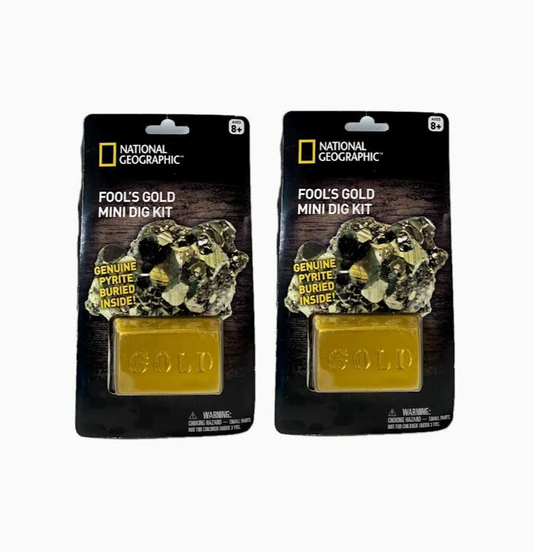 National Geographic Fool’s Gold Mini Dig Kit Genuine Pyrite Nugget Stem – 2 PACK