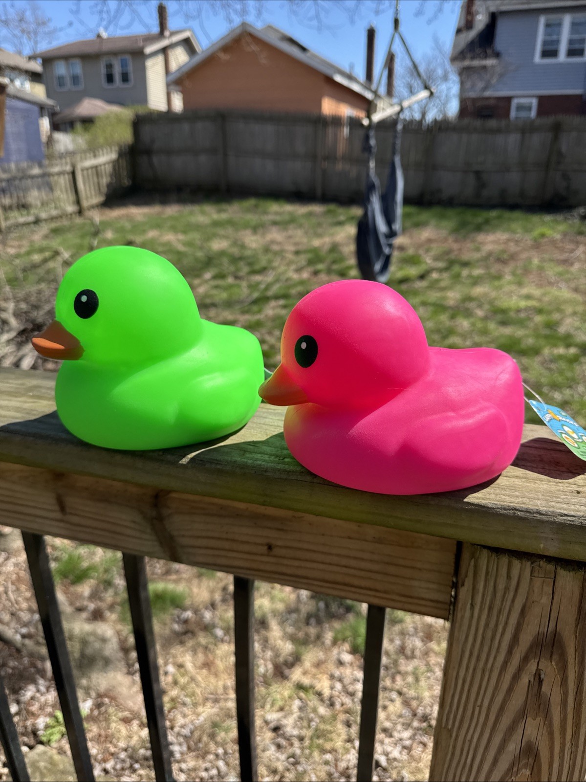 Set Of 2 Squishy Neon Pink Green Duck Ducks Sunny Days JUMBO SQUISHY AUTHENTIC