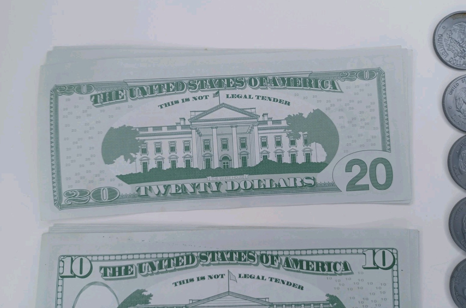 Play Money Paper Bills 4 Denominations & Coins Lot