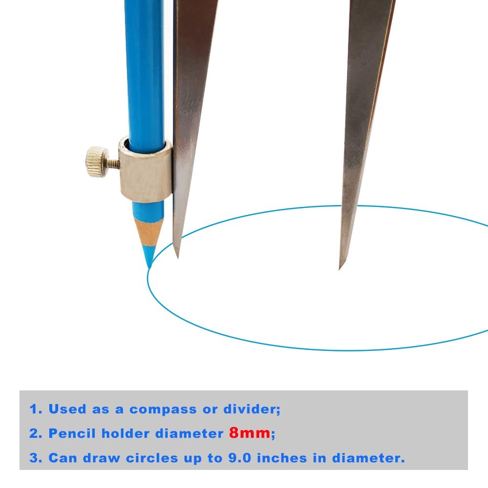 ZLKSKER 4 inch Woodworking Compass with Pencil Holder, Precision 4