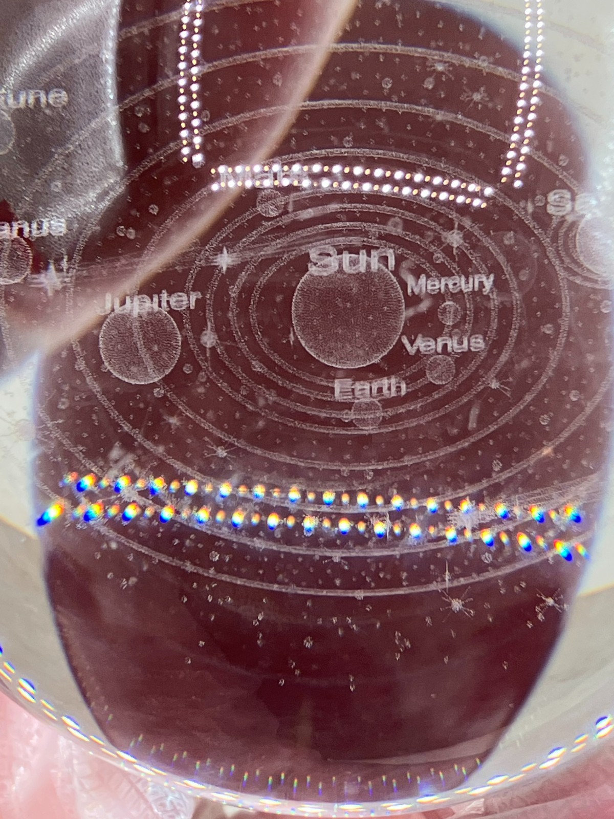 3D Solar System Crystal Ball Laser Planets Paperweight 3.5″