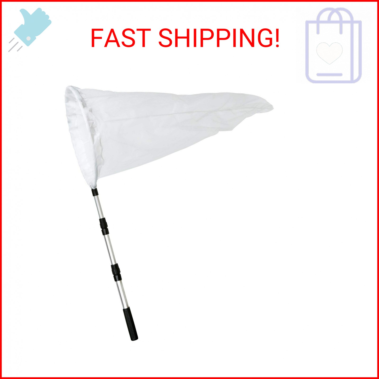 RESTCLOUD Butterfly Net with 16″ Ring, 36″ Net Depth, Handle Extends to 36 Inche